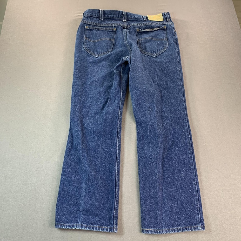 Vintage Lee Jeans Mens 38 (Fits 36x30) Blue Denim Straight Leg USA Workwear 90s - Picture 8 of 16